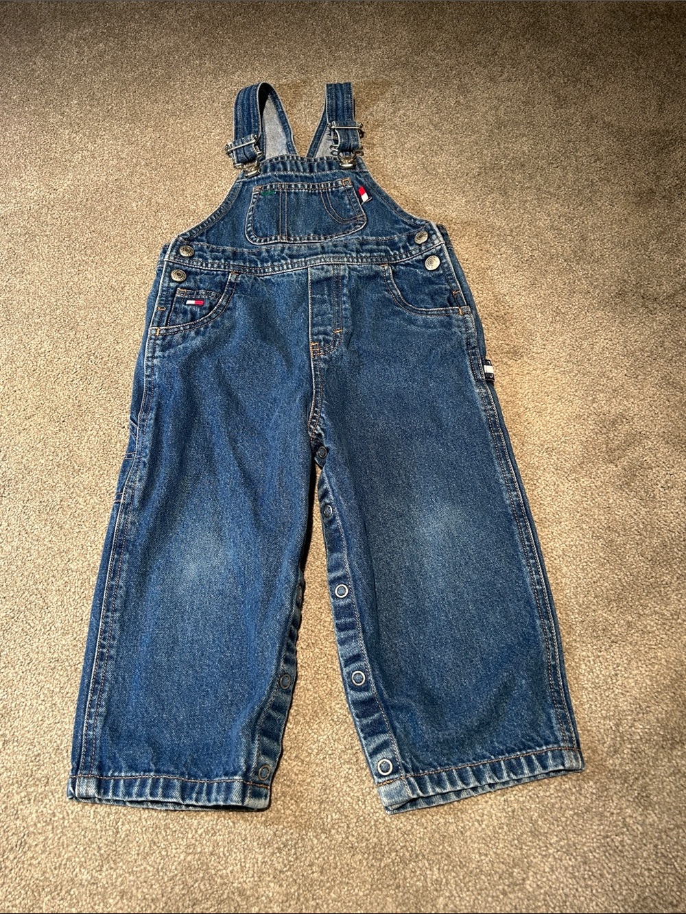 Vintage Tommy Hilfiger Dark Blue Denim Kids Overalls